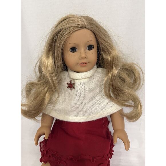 American Girl Doll with red dress outfit BLONE HAIR AND BROWN EYES - Picture 2 of 3